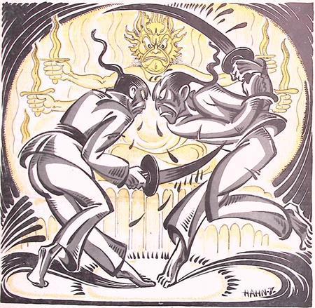 Oorlog in het verre Oosten op spotprent (lijst optie), Antiek en Kunst, Kunst | Litho's en Zeefdrukken, Verzenden