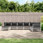 vidaXL 8-delige Loungeset met kussens staal wit, Tuin en Terras, Tuinsets en Loungesets, Verzenden, Nieuw, Loungeset