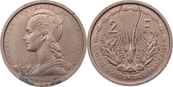 2 Francs 1948 Komoren KursMunt Essai koper-nikkel, Postzegels en Munten, Munten | Amerika, Verzenden