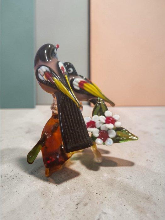 Tommasi Studio - Beeldje - Uccelli colorati su ramo e, Antiek en Kunst, Antiek | Glaswerk en Kristal