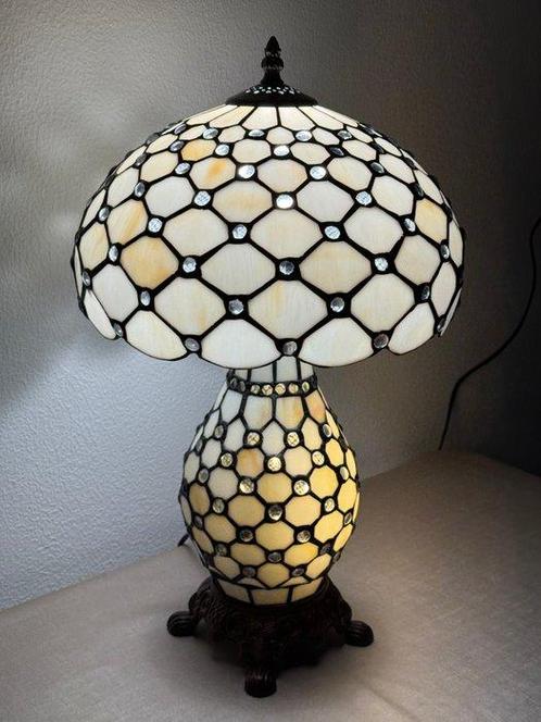 Tiffany tafellamp Studio style Elegant Pearl Amber met 2, Antiek en Kunst, Kunst | Designobjecten