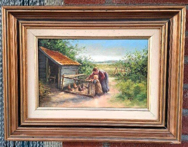 Toon Wildeboer (1934-2023) - Kippetjes kijken, Antiek en Kunst, Kunst | Schilderijen | Klassiek