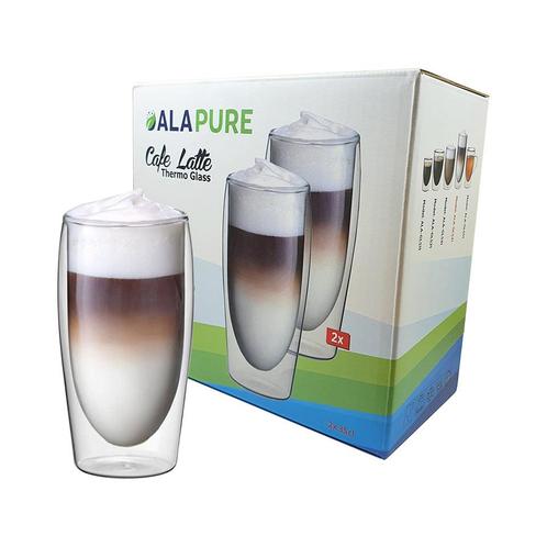 Dubbelwandige Café Latte Thermoglazen van Alapure ALA-GLS41, Electroménager, Accessoires de machine à café, Envoi