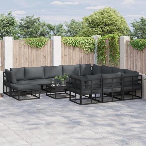 vidaXL Tuinbank Set met kussen 12 pcs Zwart 71.5 x 71.5 x 71, Tuin en Terras, Tuinsets en Loungesets, Nieuw, Verzenden