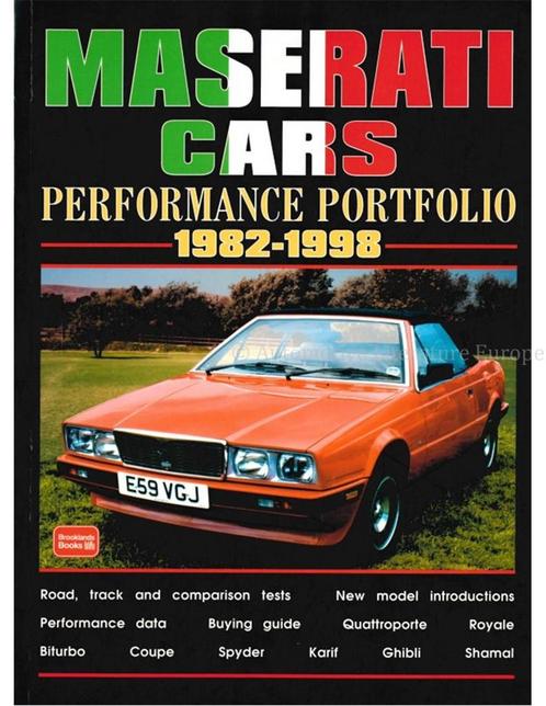 MASERATI CARS PERFORMANCE PORTFOLIO 1982 - 1998, Livres, Autos | Livres