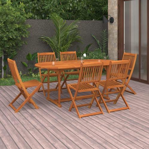 vidaXL 7-delige Tuinset 180x90x75 cm massief acaciahout, Tuin en Terras, Tuinsets en Loungesets, Tuinset, Nieuw, Verzenden
