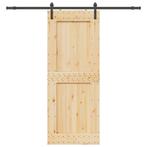 vidaXL Schuifdeur met beslag 90x210 cm massief grenenhout, Doe-het-zelf en Bouw, Verzenden, Nieuw