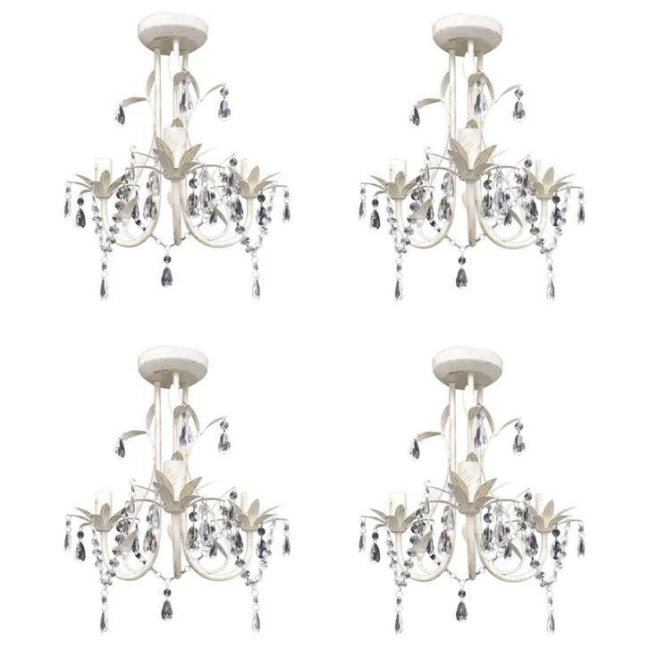 vidaXL Kroonluchters kristal 4 st elegant wit, Huis en Inrichting, Lampen | Kroonluchters, Nieuw, Verzenden