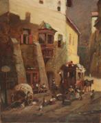 Carl Spitzweg (1808-1885), Navolger van - Calle con carruaje, Antiek en Kunst