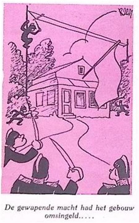 De gewapende macht had het gebouw omsingeld..... (Lithos), Antiquités & Art, Art | Lithographies & Sérigraphies, Envoi