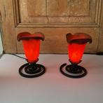 2x Art Deco Table Lamp - Pâte de verre signed Tief -
