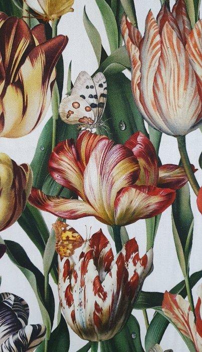 Art Nouveau stof met tulpen - realistisch ontwerp - Textiel, Antiek en Kunst, Antiek | Tapijten, Tafelkleden en Textiel