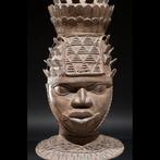 Groot koninklijk hoofd van Ifé - antiek brons - Yoruba -, Antiek en Kunst