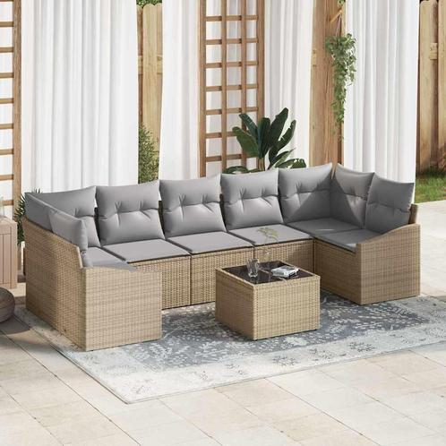 vidaXL Tuinbank Set met kussen 8 pcs Beige, Grijs 55 x 55 x, Tuin en Terras, Tuinsets en Loungesets, Nieuw, Verzenden