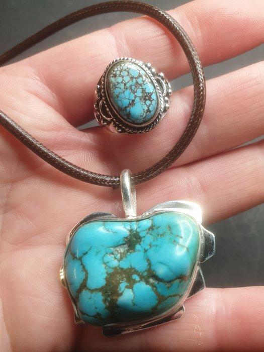 Argent, 925, turquoise - Ensemble de bijoux 2 pièces - Bague, Collections, Minéraux & Fossiles