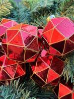 Esse Italia: rode kerstbal van glas in vakjes met gouden, Nieuw