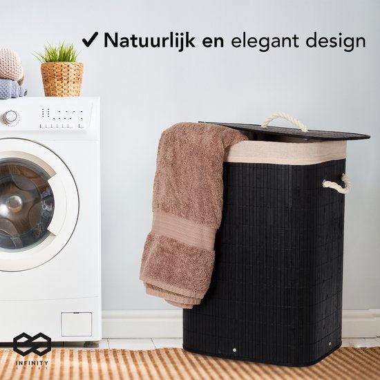 2dekans | Infinity Goods Wasmand met Deksel Zwart - Bamboe -, Huis en Inrichting, Badkamer | Badtextiel en Accessoires, Ophalen of Verzenden