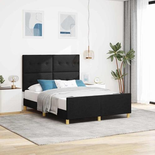 vidaXL Bedframe met hoofdeinde Zwart 140 x 190 cm Stof, Huis en Inrichting, Slaapkamer | Bedden, Nieuw, Verzenden