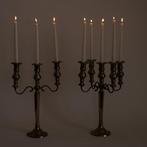 Candélabre bras à volute (2) - Métal, argenté - 5 e 3 luci