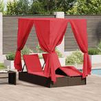 vidaXL Dubbele ligstoel Rood 205 x 129 x 200 cm poly rattan, Verzenden
