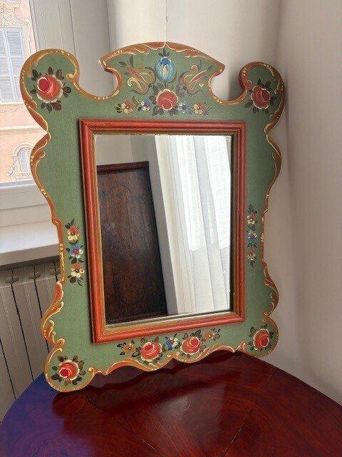 Spiegel - Hout, Glas - Tiroolse houten lijst, Antiek en Kunst, Curiosa en Brocante