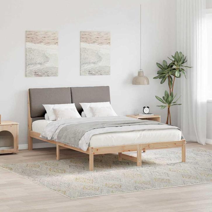 vidaXL Bedframe Bruin en taupe 160 x 200 cm Massief, Huis en Inrichting, Slaapkamer | Bedden, Nieuw, Verzenden