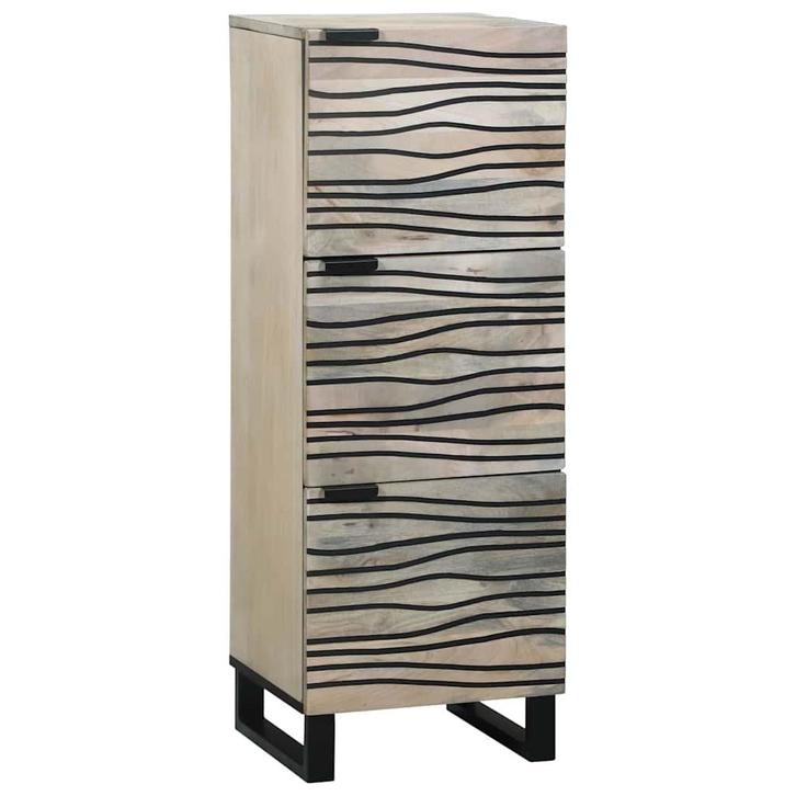 vidaXL Highboard Mango Hout Wit en Zwart 40 x 33 x 110 cm, Huis en Inrichting, Kasten | Dressoirs, Nieuw, Verzenden