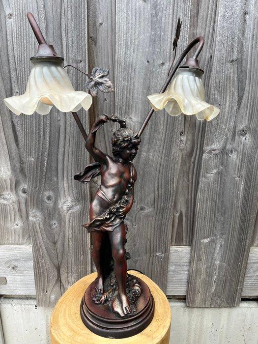 Naar Auguste Moreau - Staande lamp - Brons, Glas - Tafellamp, Antiek en Kunst, Curiosa en Brocante