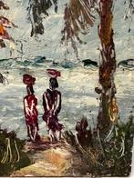 David Addogo - Zwei Frauen am Flussufer (Congo), Antiek en Kunst