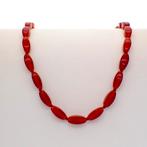Carneool kralen ketting met gouden sluiting  | 49 cm, Handtassen en Accessoires, Kettingen, Ophalen of Verzenden, Gebruikt, Goud