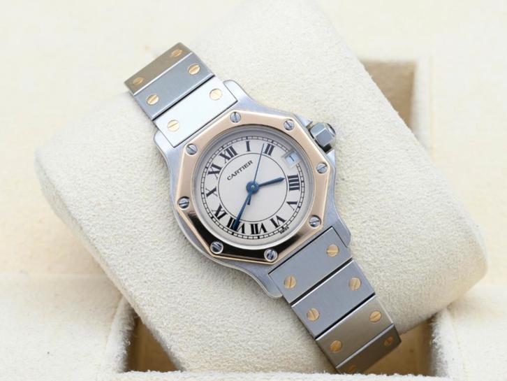 Cartier Santos Ref. 187903 Year 1990s (Box), Handtassen en Accessoires, Horloges | Dames, Goud, Zo goed als nieuw, Goud, Overige merken