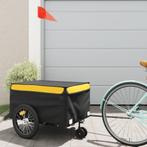 vidaXL Fietstrailer 45 kg ijzer zwart en geel, Verzenden, Nieuw