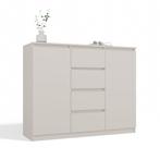 Dressoir - 120 cm 4 lades  creme 2D4S creme (Dressoirs), Verzenden, Nieuw, Overige houtsoorten, Met lade(s)