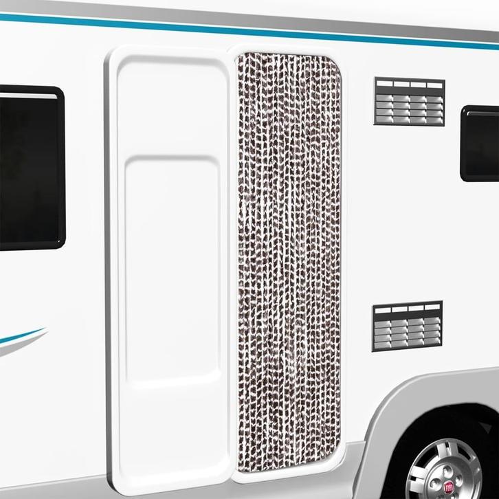 vidaXL Vliegengordijn 56x185 cm chenille bruin en wit, Doe-het-zelf en Bouw, Deuren en Vliegenramen, Nieuw, Verzenden