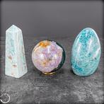 Uniek natuurstenen ensemble – Amazoniet, Aragoniet & Achat: