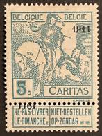België 1911 - Caritas 1911 - 5c met curiositeit - Dubbele