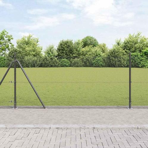 vidaXL Hek met Palen Grijs 1.4 x 50 m Staal, Tuin en Terras, Tuinhekken en Hekwerk, Nieuw, Verzenden