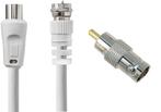 Nedis Coax Kabel 2 Meter-Wit Incl. RCA Opzetstuk (Diversen), Ophalen of Verzenden, Nieuw