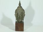 Tête de Bouddha en bronze sur socle en bois – Sculpture