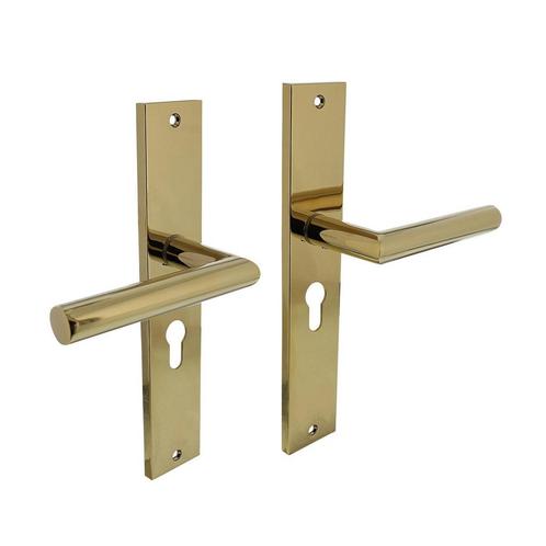 Deurklink Bastian op schild 245x45 mm met profielcilinder..., Doe-het-zelf en Bouw, Hang- en Sluitwerk, Klink of Kruk, Nieuw, Koper of Messing