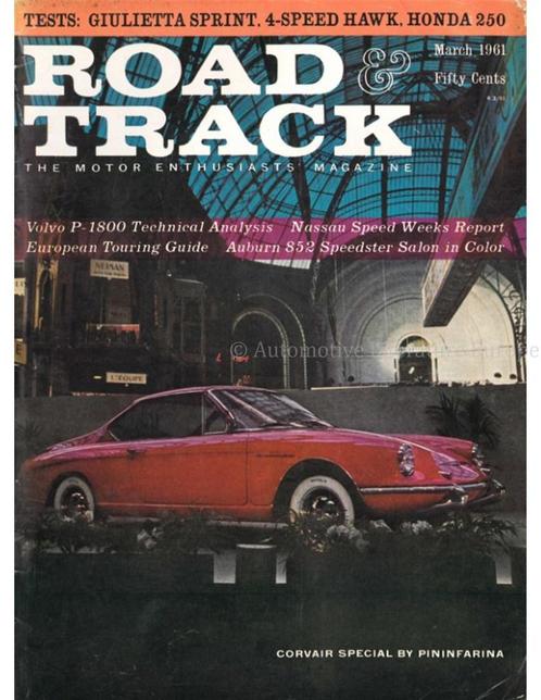 1961 ROAD AND TRACK MAGAZINE MAART ENGELS, Boeken, Auto's | Folders en Tijdschriften, Ophalen of Verzenden