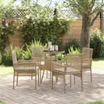 vidaXL 5-delige Tuinset Beige Poly Riet, Tuin en Terras, Tuinstoelen, Verzenden, Nieuw