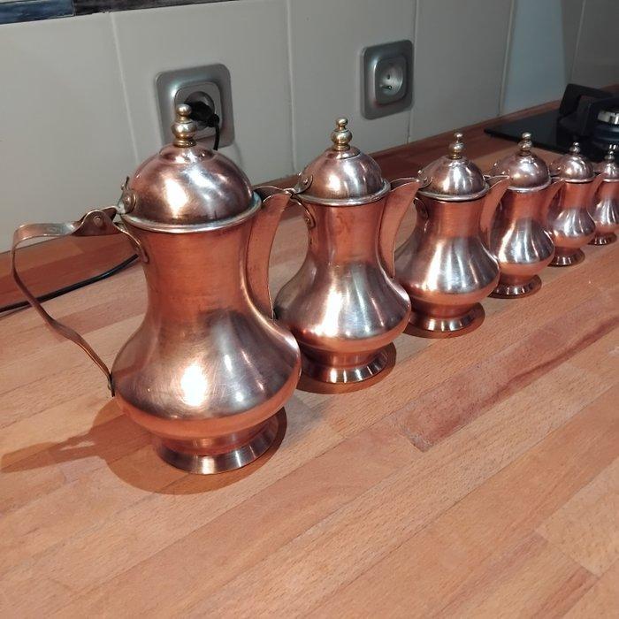 Theepot (6) - rood koper - Alle genummerd, Antiek en Kunst, Antiek | Keukengerei