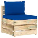vidaXL Middenbank sectioneel met kussens groen geïmpregneerd, Tuin en Terras, Tuinsets en Loungesets, Verzenden, Nieuw
