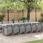 vidaXL Tuin Eettafel Set 15 pcs Lichtgrijs Polt riet, Tuin en Terras, Verzenden, Nieuw