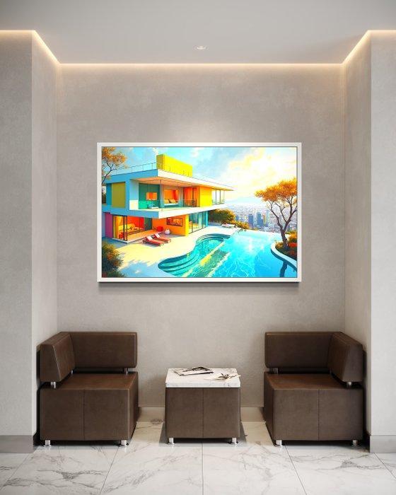 KOYA (1967) - Bauhaus City Toile (XXL), Antiquités & Art, Art | Peinture | Moderne