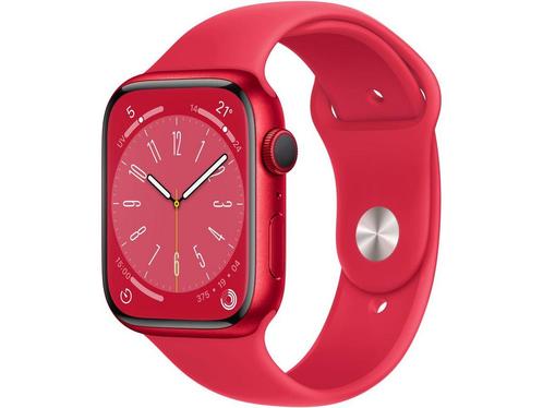Apple Watch Series 8, 41mm, GPS, aluminium, Sportbandje Rood, Huis en Inrichting, Woonaccessoires | Overige, Zo goed als nieuw