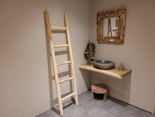 Teakhouten decoratie ladder - 180/200cm, Maison & Meubles, Salle de bain | Meubles de Salle de bain, Enlèvement ou Envoi