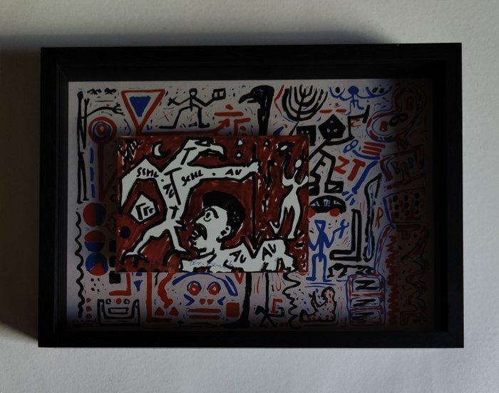 A.R. Penck (1939-2017) - SCHL-AU-AU, ArtCard handsigned, Antiek en Kunst, Antiek | Overige Antiek