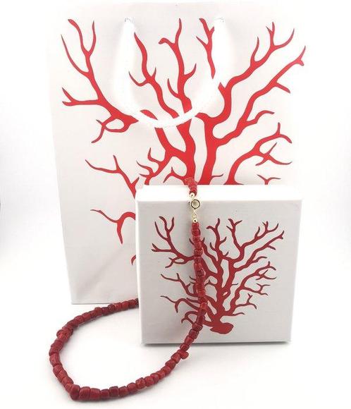 Corail - 18 carats - Or jaune - Collier - Corail, Antiek en Kunst, Curiosa en Brocante